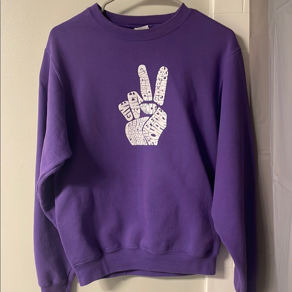 Purple Peace Sign Graphic Sweatshirt